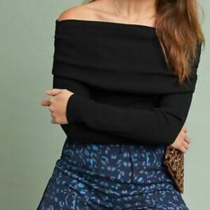 Anthropologie ETT TWA Foldover Off Shoulder Ribbed Knit Top